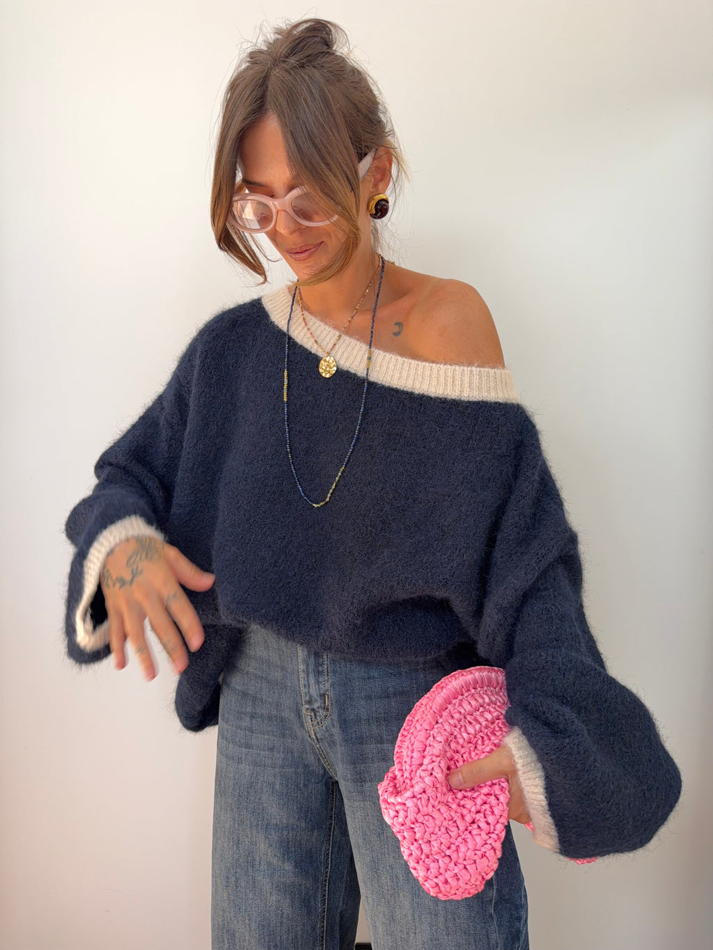 Pull Bali - bleu et beige